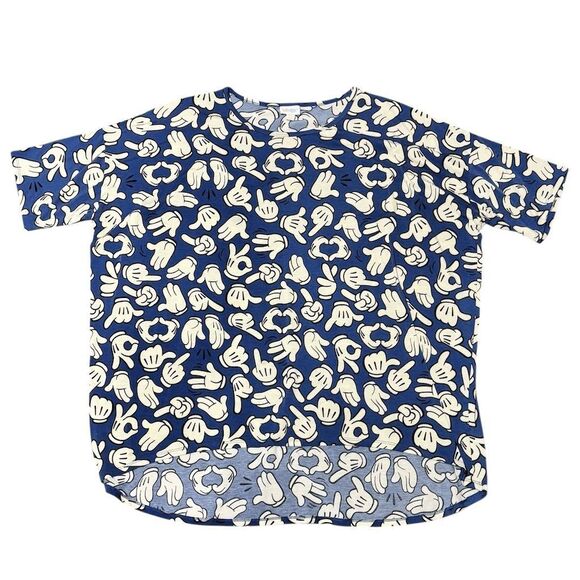 LuLaRoe Disney Irma Tunic 3XL Mickey Mouse Hands Blue Women's Top - Picture 1 of 3